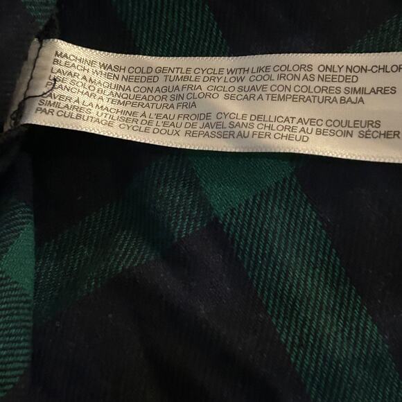 Eloquii Cotton Flannel Green Navy Plaid Tie Back Office Casual Fall Winter Dress - Picture 15 of 16